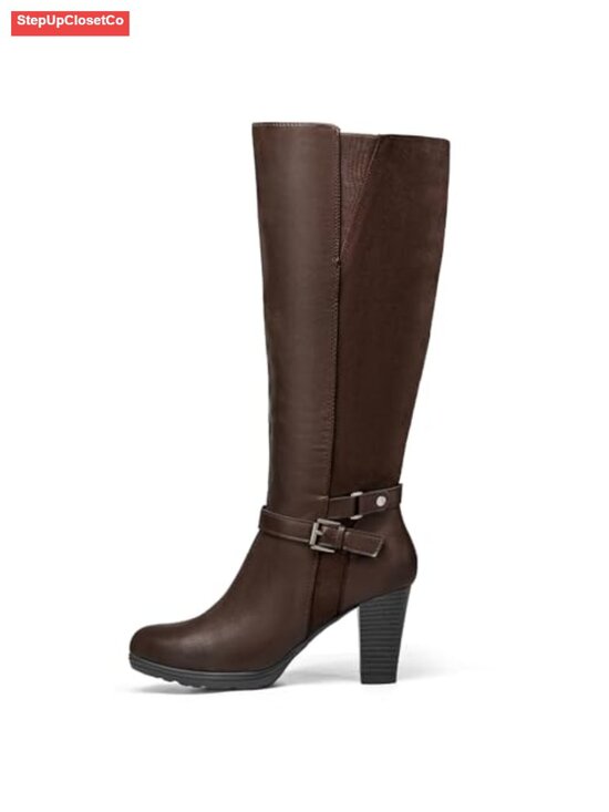 Shoes - Women's Knee High Boots Chunky Heel PU Microfiber Zip